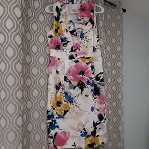 Watercolor floral London Style dress ruffle collar